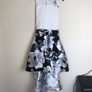 xtraordinary girl’s hi-low hem white/black dress/size 16/NWT